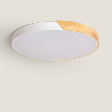 Plafoniera LED 36W Circolare Legno Ø500 mm CCT Selezionabile Semi-Dari