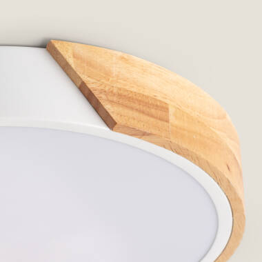 Product van Plafondlamp LED 36W Rond Hout Ø500 mm  CCT Selecteerbaar Semi-Dari