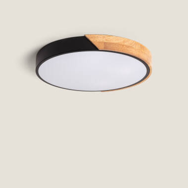 Plafonnier LED Rond Bois 24W CCT Sélectionnable Semi-Dari Ø418 mm