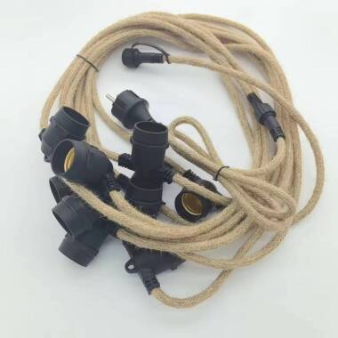 Outdoor 10m Textile Light Garland with 10 Lampholders IP65