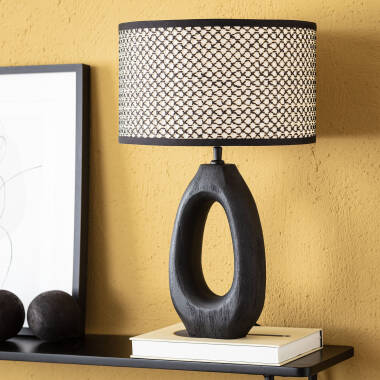 Product of Darshan Wooden Table Lamp in Black ILUZZIA