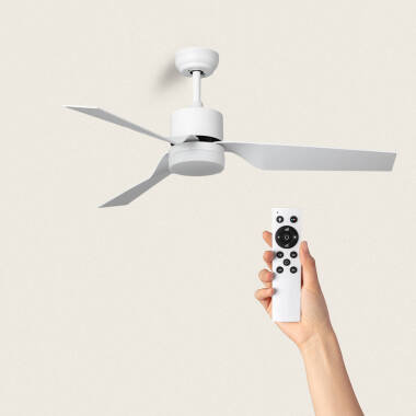 Minimal Silent Ceiling Fan with DC Motor in White 132cm