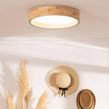 Plafonnier LED Rond Bois 20W CCT Sélectionnable Dari Ø470 mm