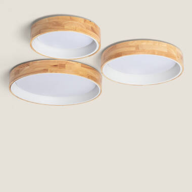 30W Dari Round Wood LED Surface Panel CCT Selectable Ø570 mm