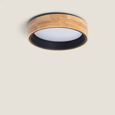 15W Dari Round Wood LED Surface Panel CCT Selectable Ø370 mm