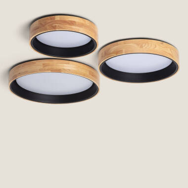 Product of 15W Dari Round Wood LED Surface Panel CCT Selectable Ø370 mm 