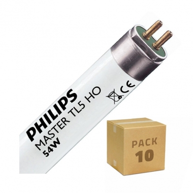 PACK of 54W 115cm T5 PHILIPS HO Fluorescent Tubes with Double-Sided Power (10 Units) Dimmable