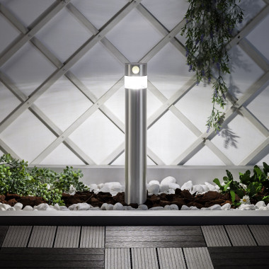 Lampa Ogrodowa Solarna Zewnętrzna LED 1.5W Naziemna Słupek ze Stali Nierdzewnej z Czujnikiem Ruchu Inti Inox