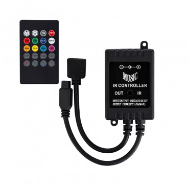 Product Muziek controller voor een 12V RGB LED strip met een IR afstandsbediening met 20 knoppen