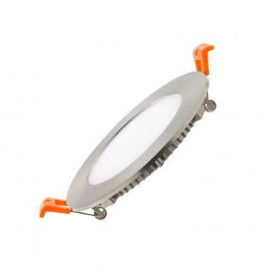 Dalle LED Ronde Extra-Plate 6W Argentée Coupe Ø 110 mm