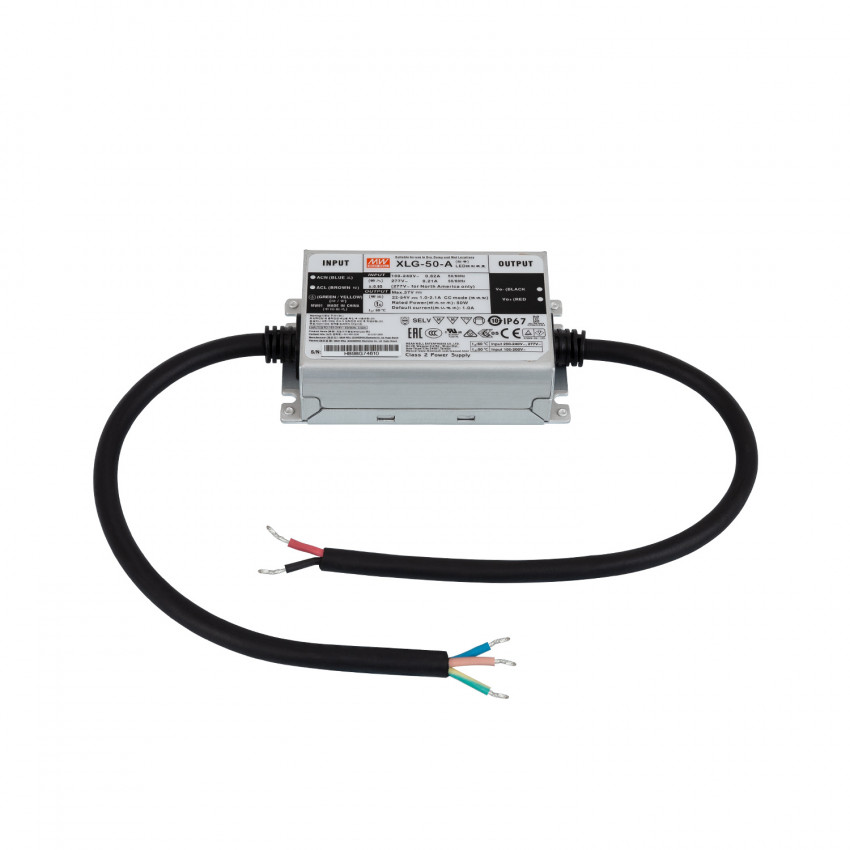 Product van Driver MEAN WELL IP67 100-240V Uitgang 22-54V 620mA 50W XLG-50-A 