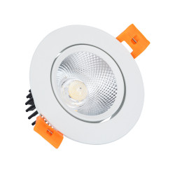 Downlight LED 7W COB Orientabile Circolare Bianco Foro Ø 70mm No Flicker