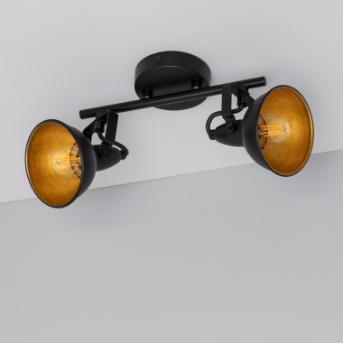 Zwarte verstelbare Emer plafondlamp met 2 spotlights