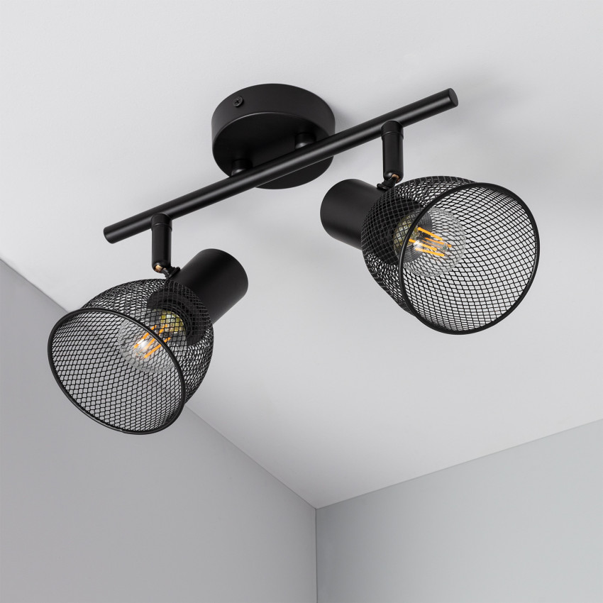 Product of Grid Adjustable Metal 2 Spotlight Ceiling Lamp