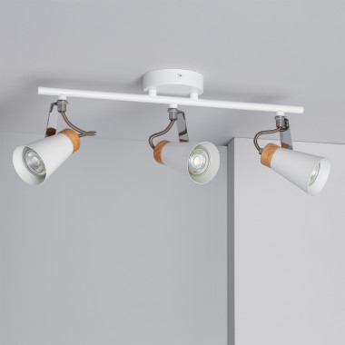 Mara Adjustable Metal & Wood 3 Spotlight Ceiling Lamp