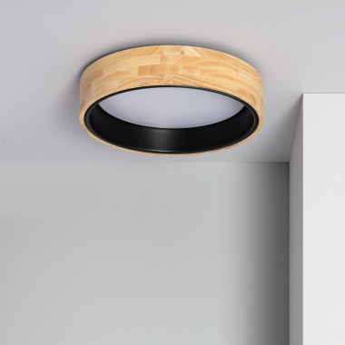 Plafonnier LED Rond Bois 15W CCT Sélectionnable Dari Ø370 mm