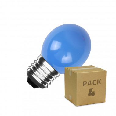 Pack of 4u E27 G45 3W LED Bulbs in Blue 300lm