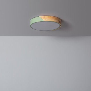 Plafoniera LED 18W Circolare Legno Ø320 mm CCT Selezionabile Semi-Dari