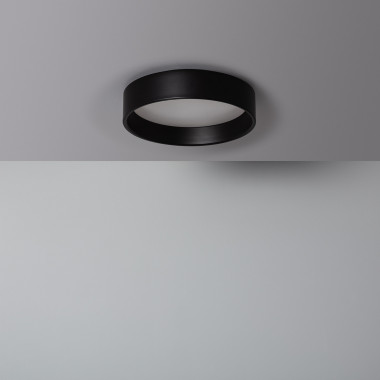 Plafonnier LED Rond Métal 15W CCT Sélectionnable Design Black Ø350 mm