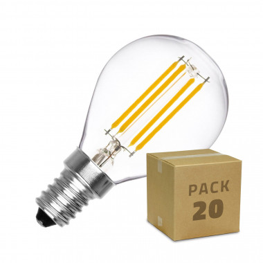 20er Pack LED-Leuchten E14 Dimmbar Filament Sphere G45 3W Warmes Weiss