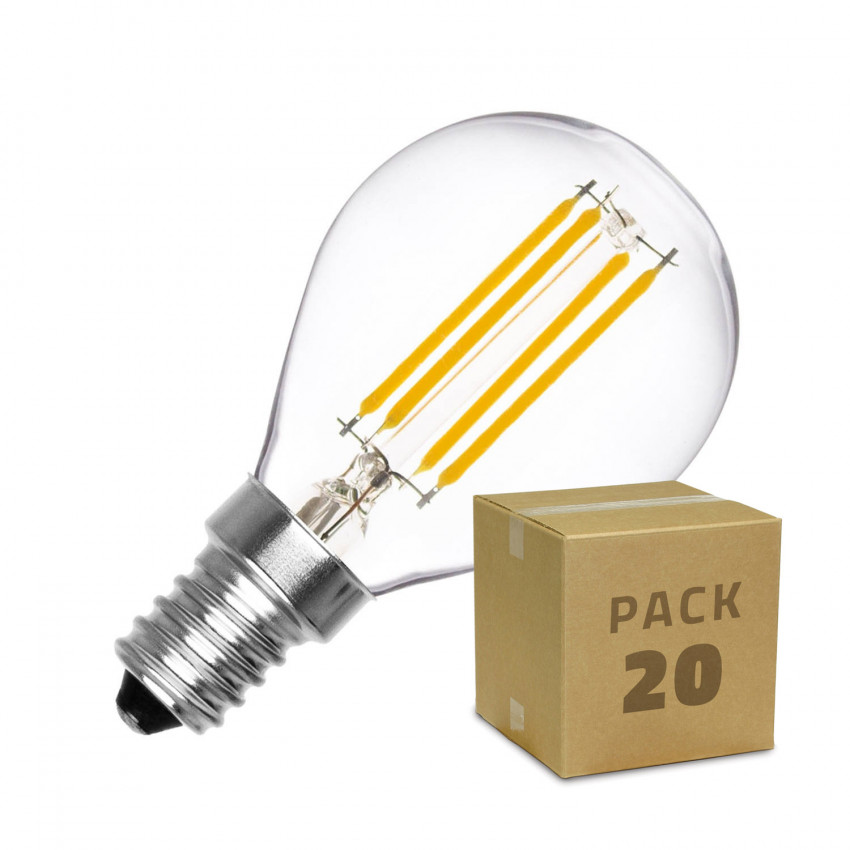 Produkt von 20er Pack LED-Glühbirnen E14 Dimmbar Filament Sphere G45 3W Warmes Weiss