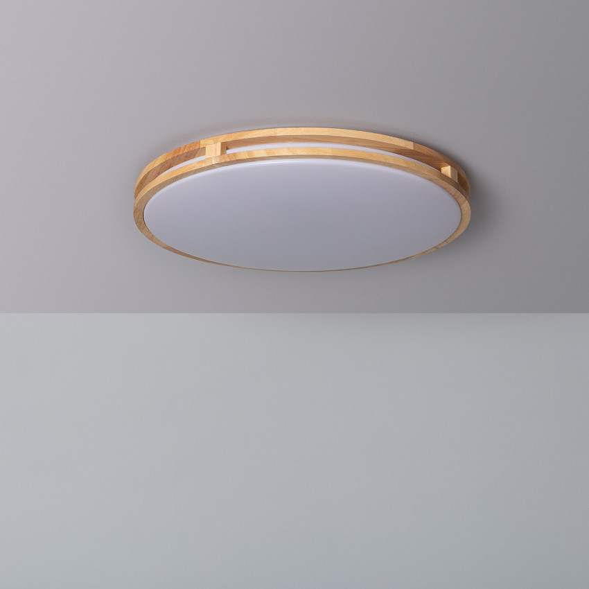 Product van Plafondlamp LED 20W Rond Hout Ø405 mm  CCT Selecteerbaar Donati