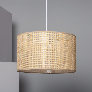 Burlap drum pendant deals light