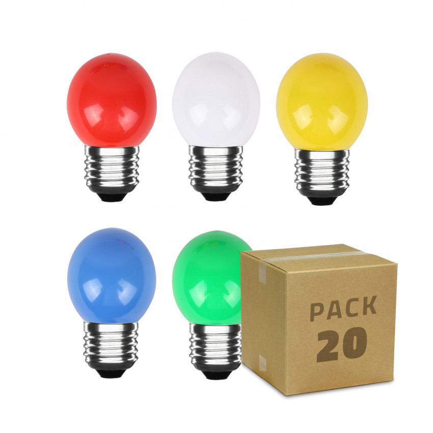 Product van Pack 20st LED Lampen E27 G45 3W 5 Kleuren