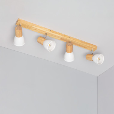 Tautau 4 Spotlight Wood & Metal Ceiling Lamp