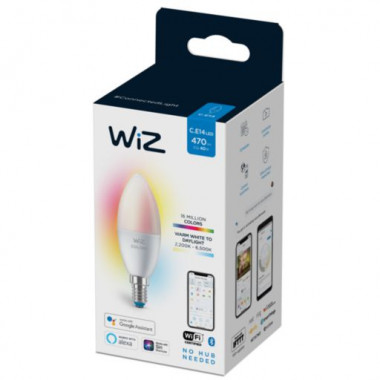 Produit de Ampoule LED Intelligente WiFi + Bluetooth E14 470 lm C37 RGB+CCT Dimmable WIZ 4.9W