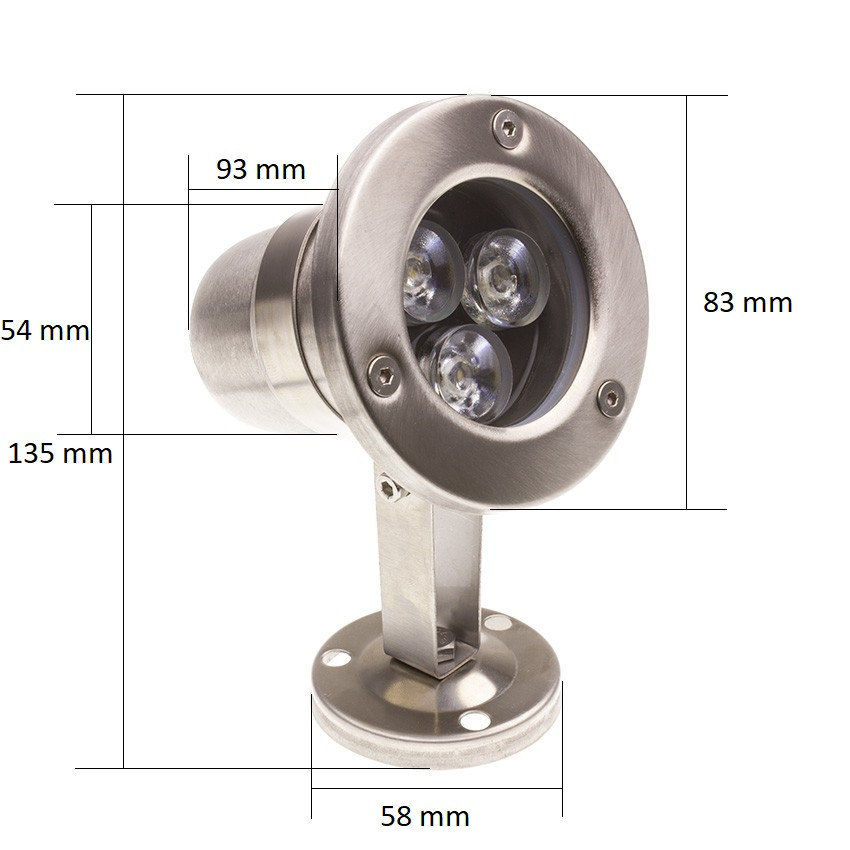 Produit de Spot LED Fixation au Sol Inox 12V 3W