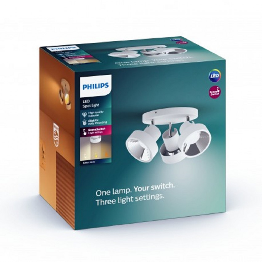 Product van Plafondlamp PHILIPS Bukko LED 3x4.3W met 3 Spotlight
