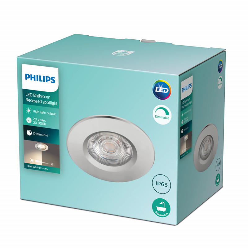 Product van Downlight PHILIPS Dive Dimbaar LED 5W Zaag maat Ø 70 mm