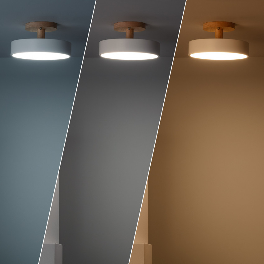 Product van Plafondlamp Whisty van Hout en Metaal LED 12W CCT Selecteerbaar