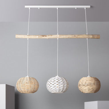 Linfen Rattan & Wood Pendant Lamp