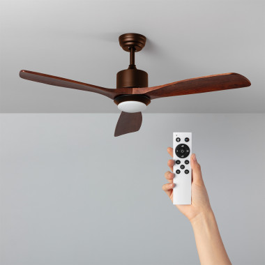 Ceiling Fan Modern Inverter Indoor Outdoor with Remote Control Dark Brown  Wood 50