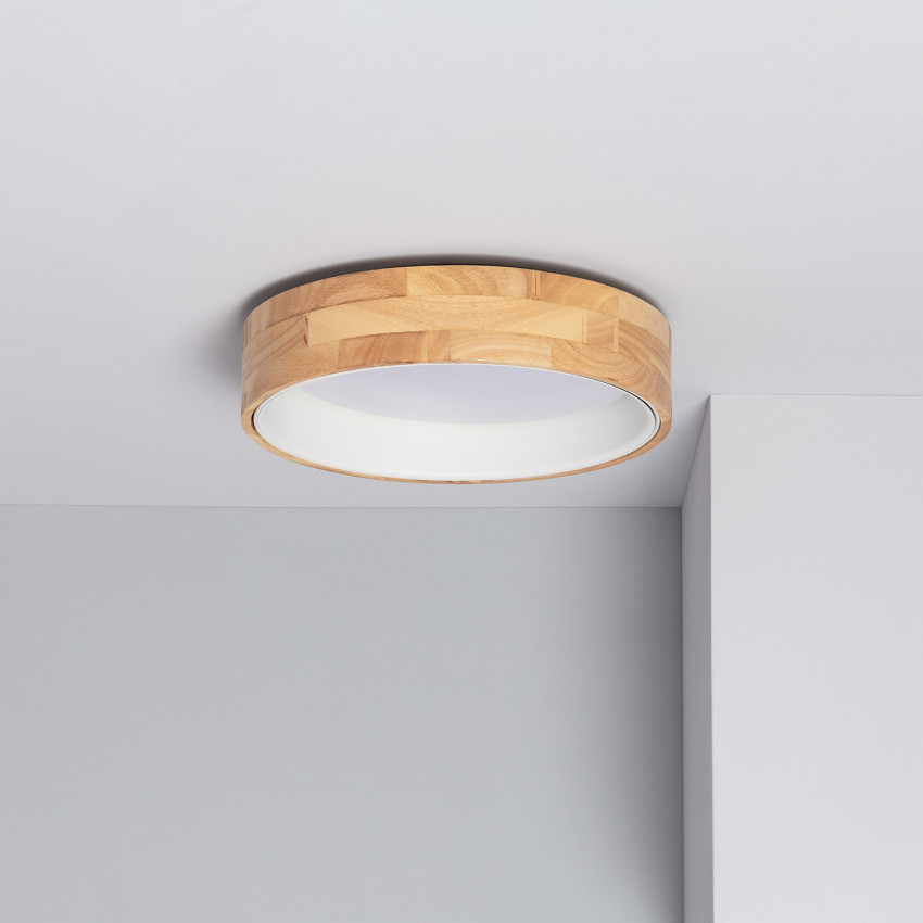 Product van Plafondlamp LED 15W Rond Hout Ø370mm CCT Selecteerbaar Dari