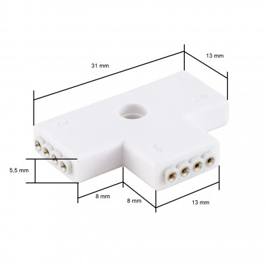 Accessoires pour bandes LED COB Connecteur en T monochrome 8 mm 