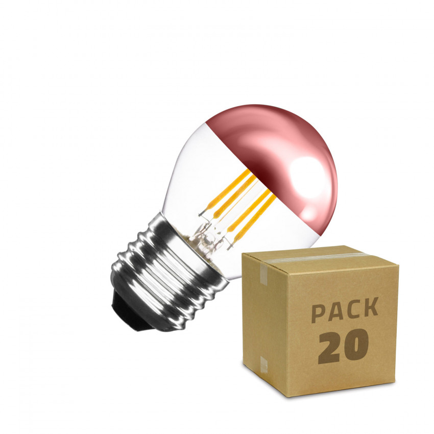 Product van Doos met 20St LED Lampen E27 Dimbaar Filament Koper Reflecterend Klein Klassiek G45 4W Warm Wit