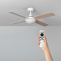 Navy White Wooden WiFi Silent Ceiling Fan with DC Motor 132cm