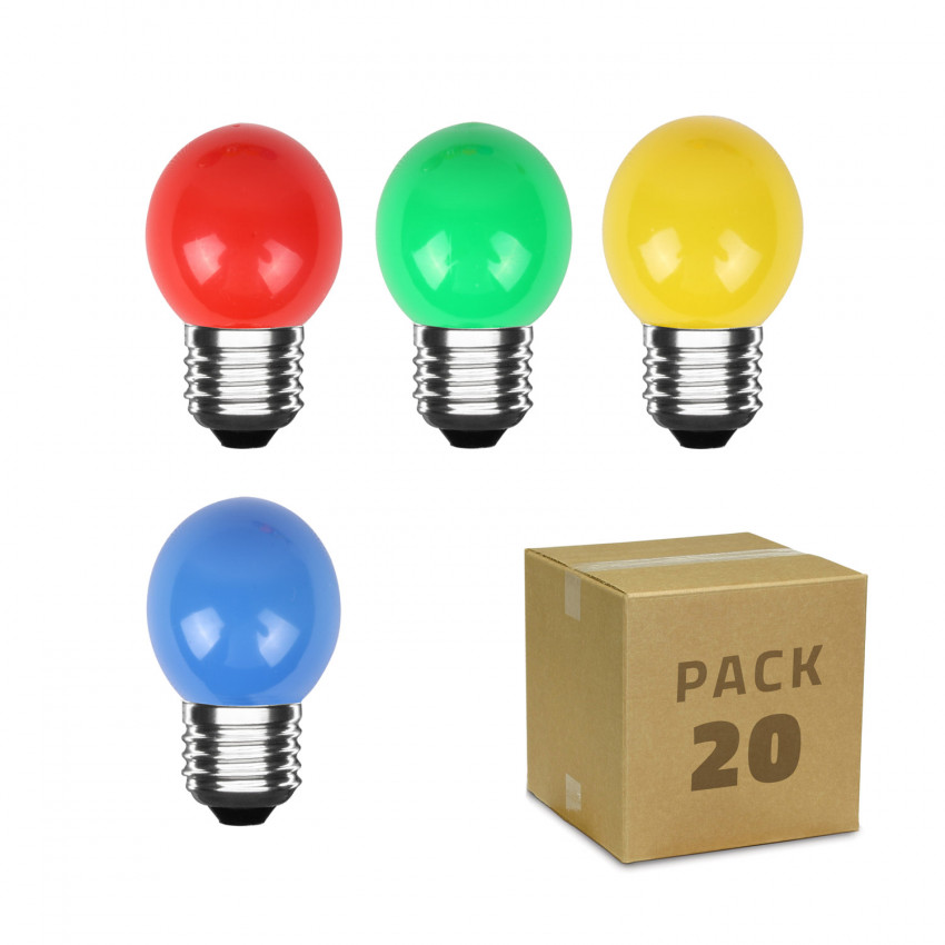 Product van Pack 20 st  LED Lampen E27 3W 300 lm G45 4 Kleuren