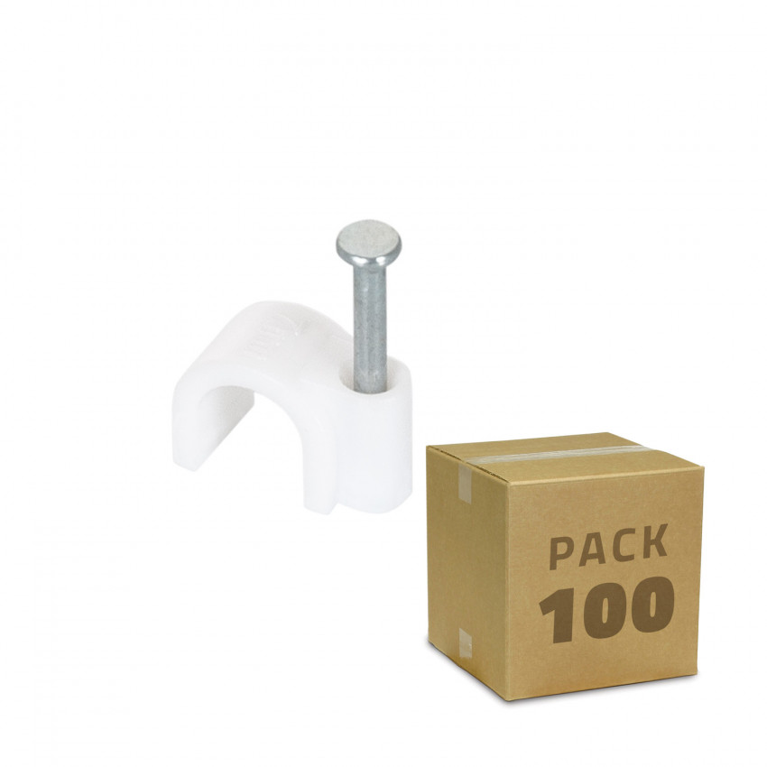 Produit de Pack de 100 Attaches Fixation Câble Blanc