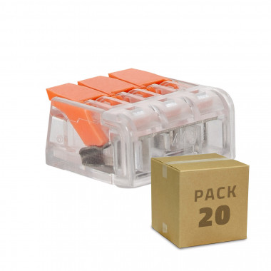 Pack 20 Connettori Rapidi 3 Ingressi per Cavo Elettrico 0.08-4 mm²