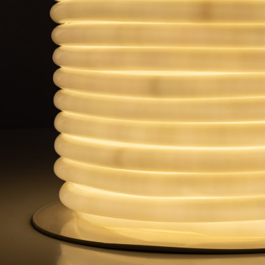 Produit de Bobine Néon LED Flexible 360º Rond Dimmable 220V AC 120LED/m IP67 Blanc Neutre 50 Mètres sur Mesure Coupe Tous les 100cm