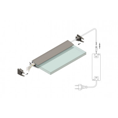 Profilo in Alluminio per Mensola con Coperchio Continuo per Strisce LED  fino a 12mm - Ledkia