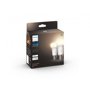 Product van Pack 2 st Slimme LED Lamp E27 9W 800 lm A60 PHILIPS Hue White 
