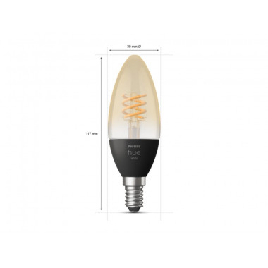 Product van Pack 2St LED Lampen E14 Filament White 4.5W B35 PHILIPS Hue Candle 