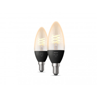 Pack 2 Lampadine LED Filamento E14 4.5W 300 lm B35 Hue White