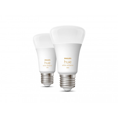Pack 2st  Slimme LED Lamp E27 6W 570 lm A60 PHILIPS Hue White