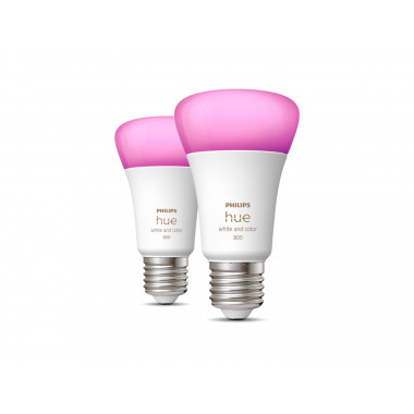 Pack of 2 6.5W E27 A60 570 lm Smart LED Bulbs PHILIPS Hue White